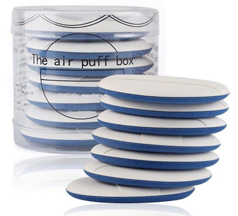 UPSTORE 1Box(7PCS) Wet and Dry Dual-Use Air Cushion BB CC Cream Sponge Puff Foundation Makeup Blender Blending Beauty Sponge Flawless for Liquid Creams and Powders with a Storage Case (Blue) - Image 1